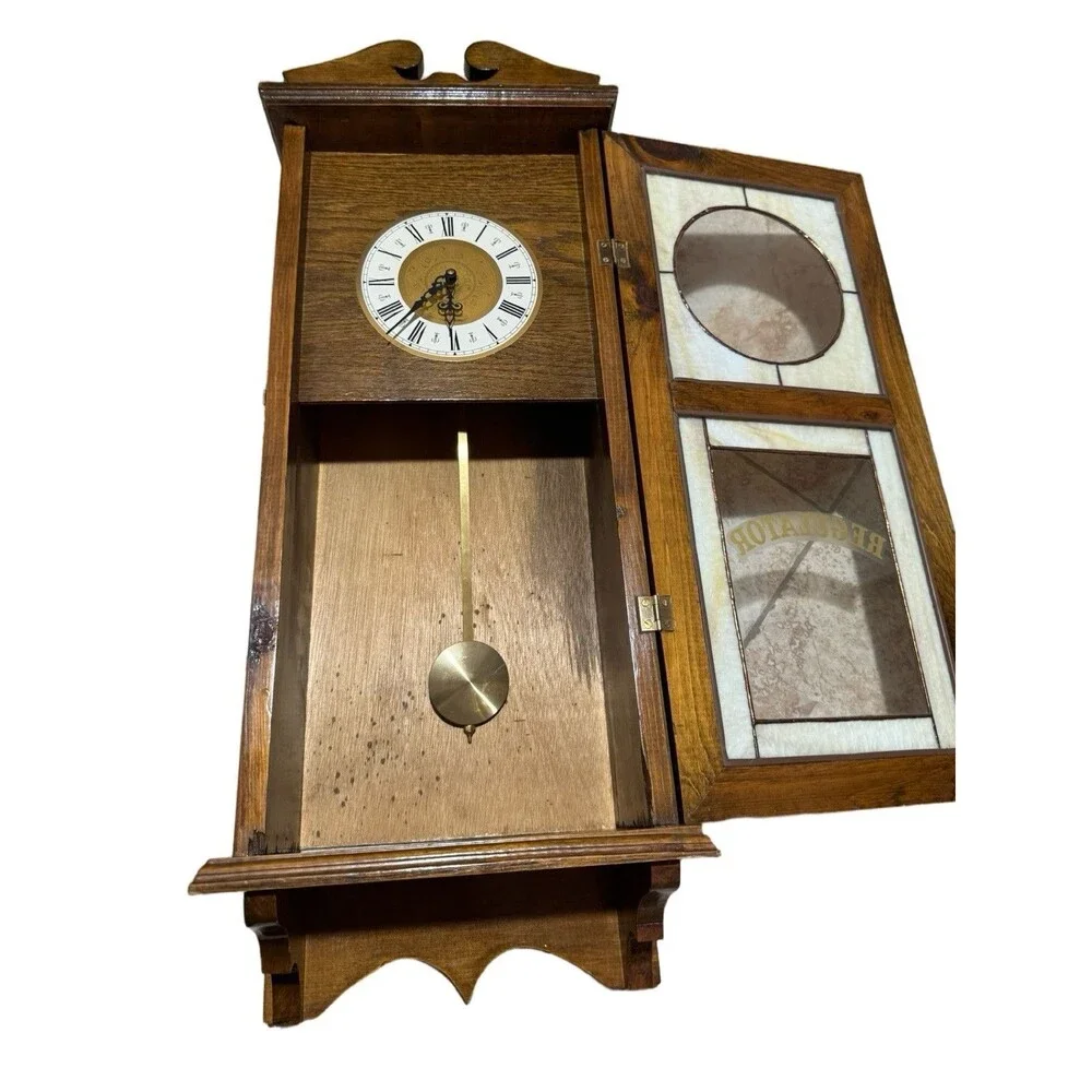 Emperor Clock Company Wall Mount Regulator Chime Display No Key Turns On Chimes